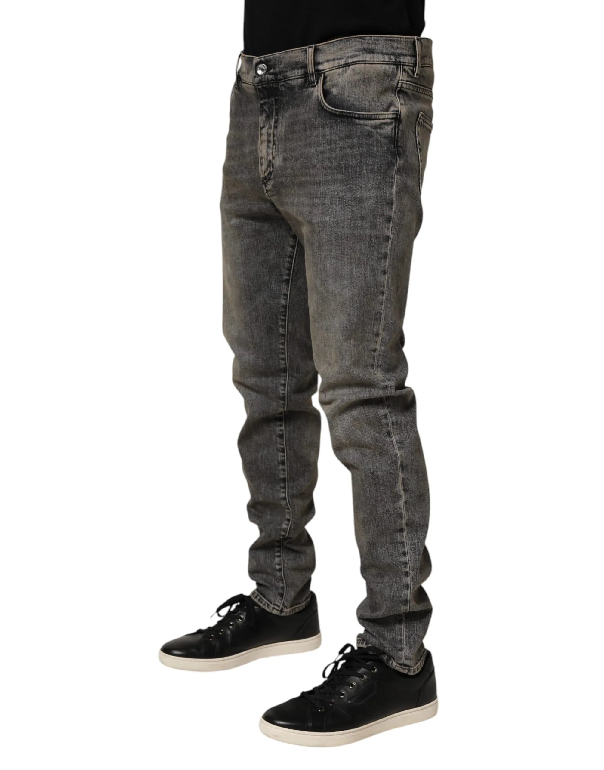 Dolce & Gabbana Gray Cotton Stretch Slim Fit Men Denim Jeans - Zeiniez