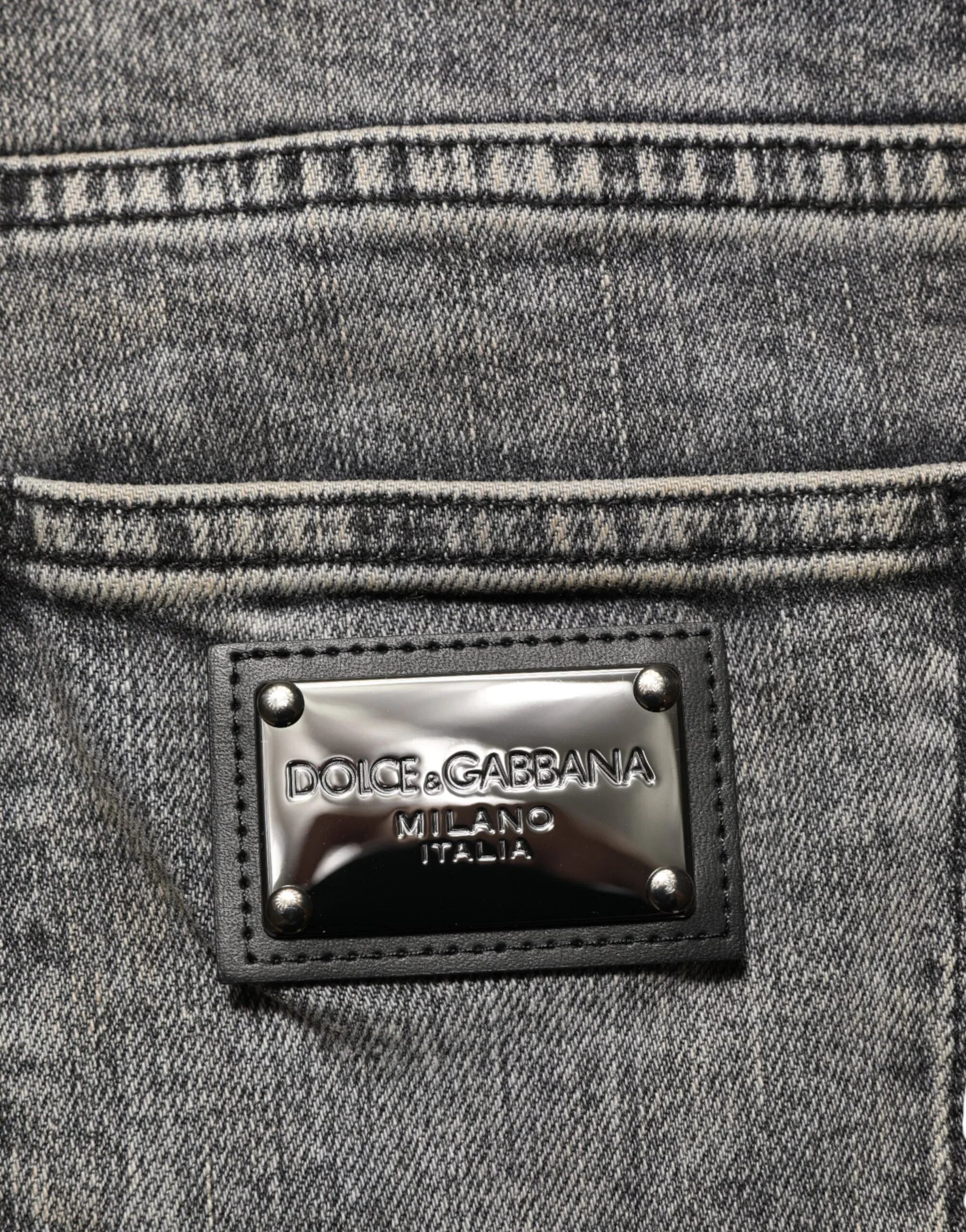 Dolce & Gabbana Gray Cotton Stretch Slim Fit Men Denim Jeans - Zeiniez