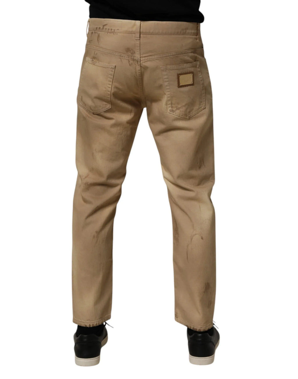 Dolce & Gabbana Beige Cotton Loose Tattered Men Denim Jeans - Zeiniez