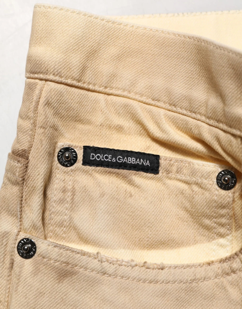 Dolce & Gabbana Beige Cotton Loose Tattered Men Denim Jeans - Zeiniez