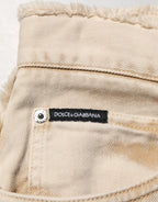 Dolce & Gabbana Beige Cotton Straight Denim Trouser Jeans - Zeiniez