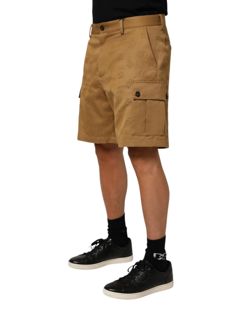 Dolce & Gabbana Brown Cotton Stretch Logo CargoBermuda Shorts - Zeiniez