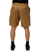 Dolce & Gabbana Brown Cotton Stretch Logo CargoBermuda Shorts - Zeiniez