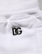 Dolce & Gabbana White Cotton Ripped Bermuda Sweatpants Shorts - Zeiniez