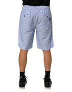 Dolce & Gabbana Light Blue Linen Mid Waist Men Bermuda Shorts - Zeiniez