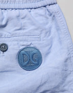 Dolce & Gabbana Light Blue Linen Mid Waist Men Bermuda Shorts - Zeiniez