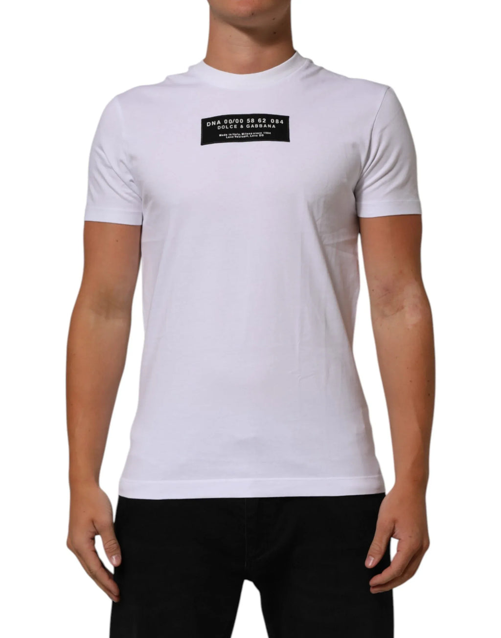 Dolce & Gabbana White Cotton Logo Print Crew Neck Men T-shirt - Zeiniez
