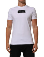 Dolce & Gabbana White Cotton Logo Print Crew Neck Men T-shirt - Zeiniez