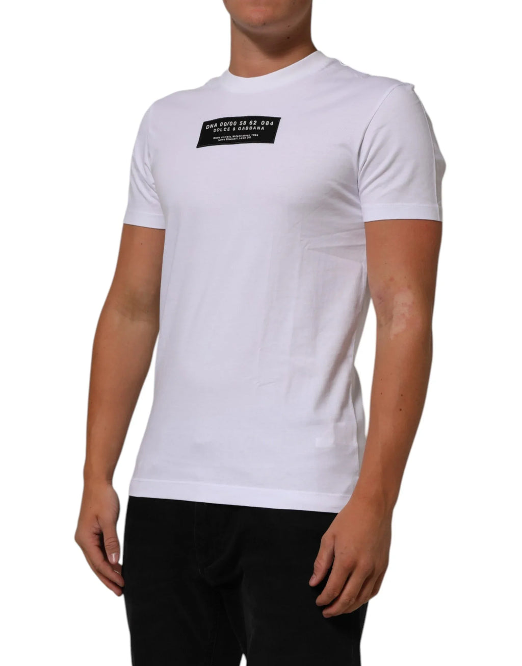 Dolce & Gabbana White Cotton Logo Print Crew Neck Men T-shirt - Zeiniez