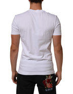 Dolce & Gabbana White Cotton Logo Print Crew Neck Men T-shirt - Zeiniez