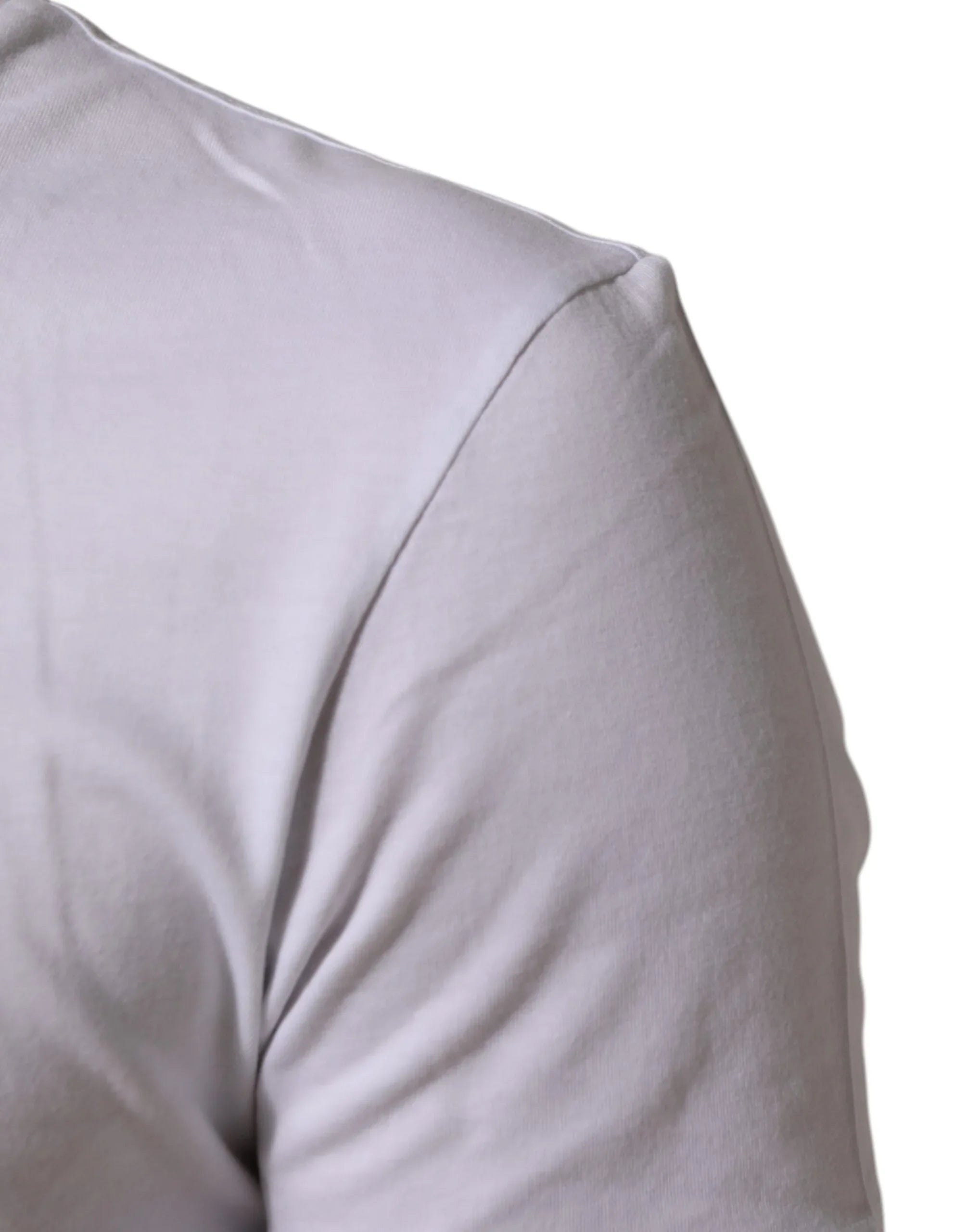 Dolce & Gabbana White Cotton Logo Print Crew Neck Men T-shirt - Zeiniez