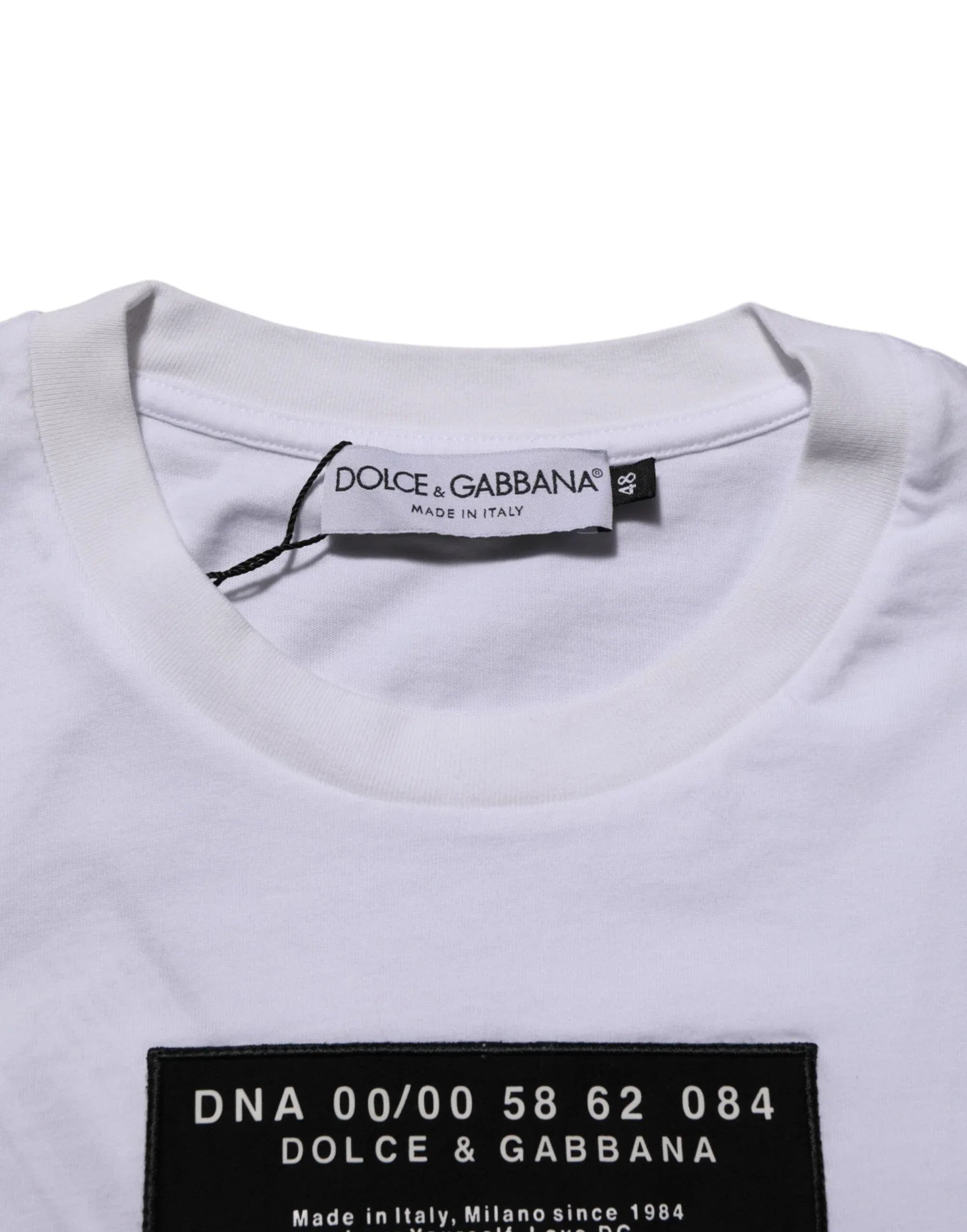 Dolce & Gabbana White Cotton Logo Print Crew Neck Men T-shirt - Zeiniez