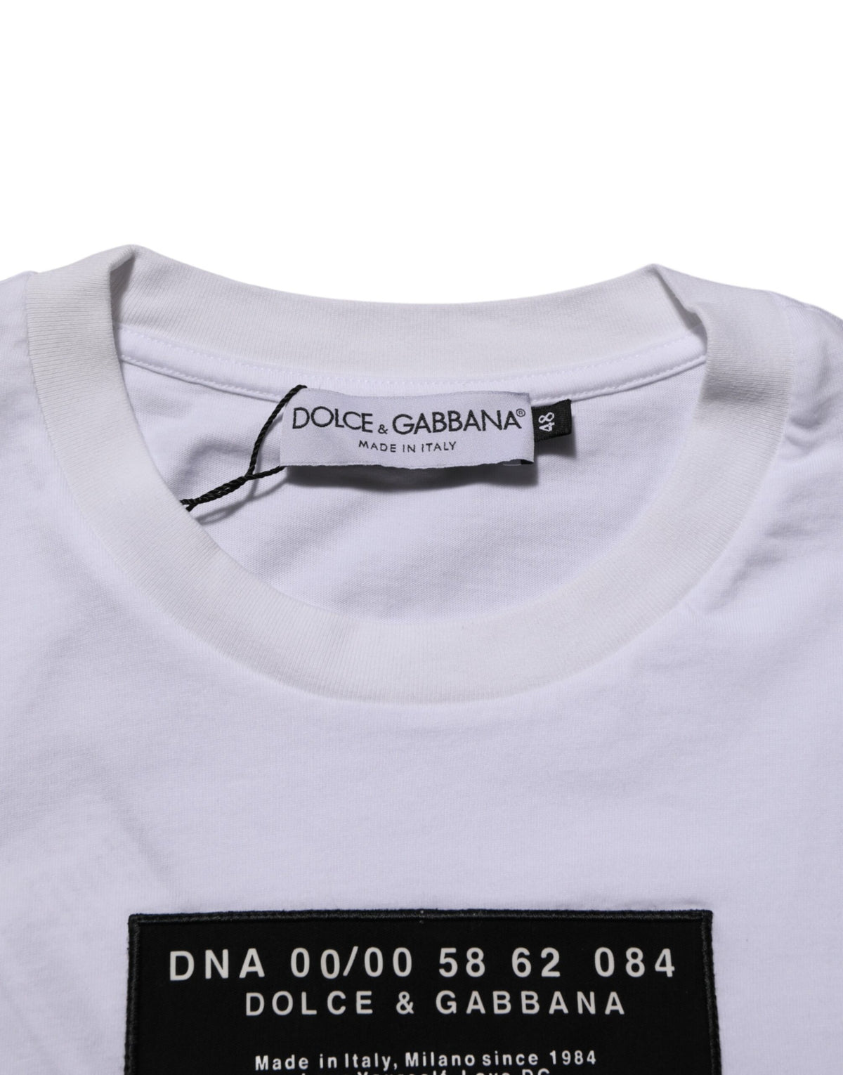 Dolce & Gabbana White Cotton Logo Print Crew Neck Men T-shirt