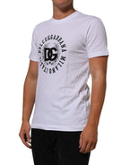 Dolce & Gabbana White Cotton Logo Print Crew Neck T-shirt - Zeiniez
