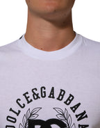 Dolce & Gabbana White Cotton Logo Print Crew Neck T-shirt - Zeiniez