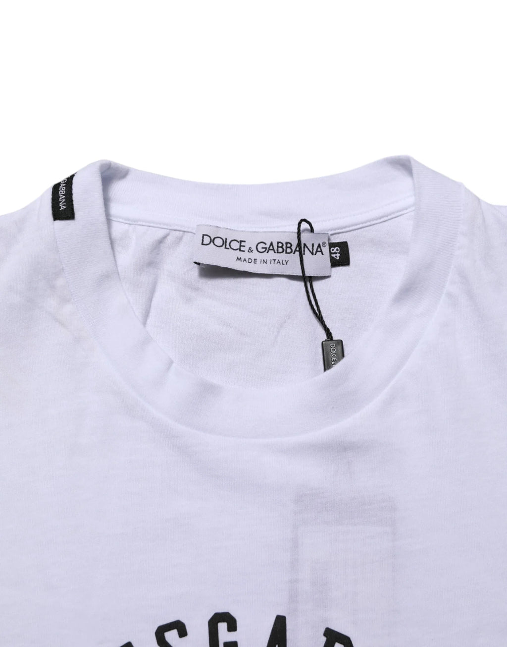 Dolce & Gabbana White Cotton Logo Print Crew Neck T-shirt - Zeiniez