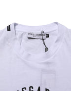 Dolce & Gabbana White Cotton Logo Print Crew Neck T-shirt - Zeiniez