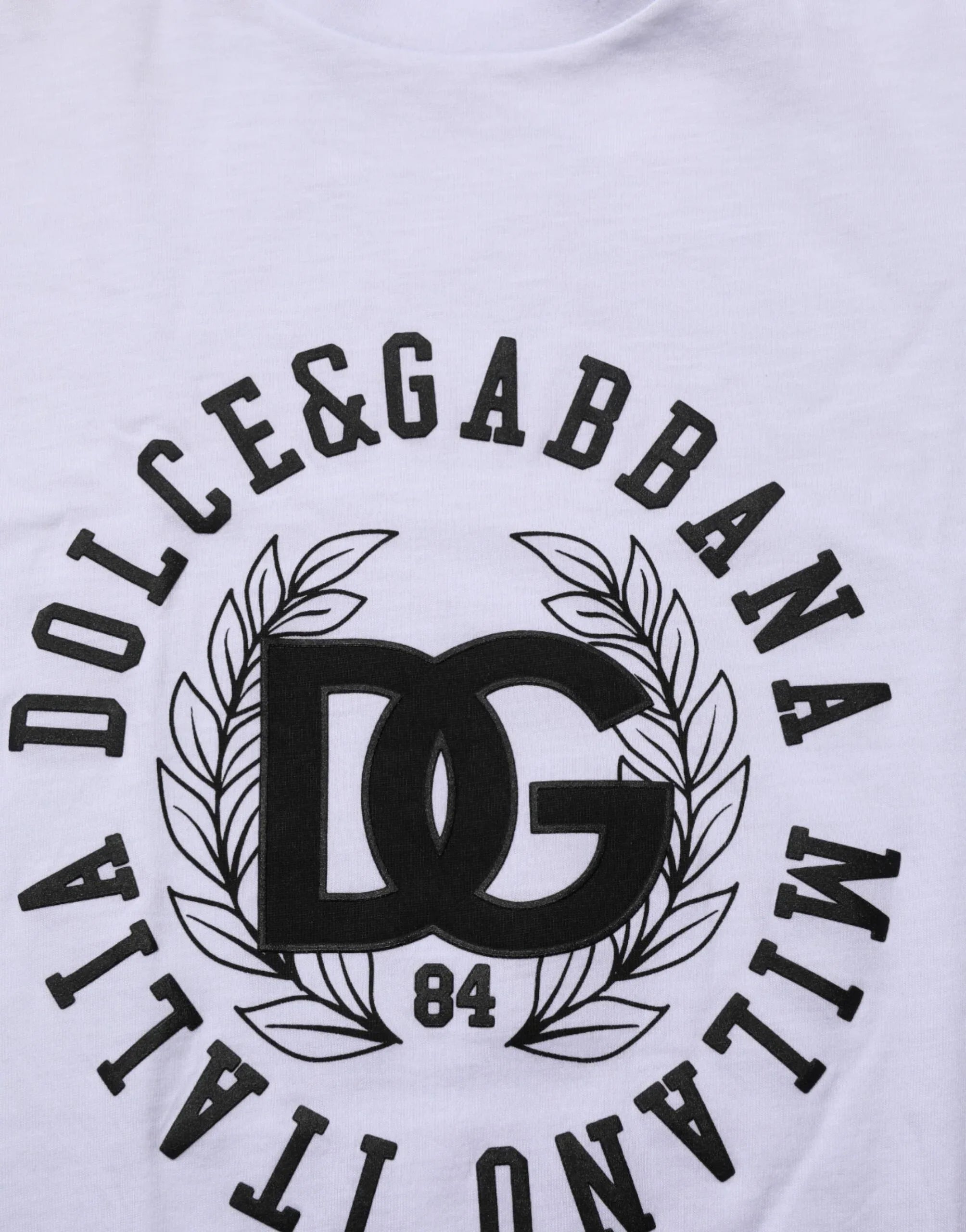 Dolce & Gabbana White Cotton Logo Print Crew Neck T-shirt - Zeiniez