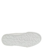 Dolce & Gabbana White Leather Lace Up Low Top Sneakers Shoes