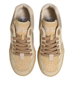 Dolce & Gabbana Beige Leather Miami Low Top Sneakers Men Shoes - Zeiniez