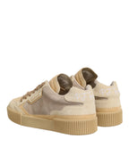 Dolce & Gabbana Beige Leather Miami Low Top Sneakers Men Shoes - Zeiniez