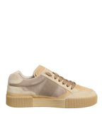 Dolce & Gabbana Beige Leather Miami Low Top Sneakers Men Shoes - Zeiniez