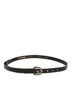 GF Ferre Black Leather Slim Gold Tone Buckle Waist Men Belt - Zeiniez