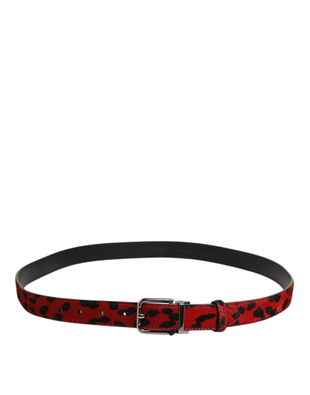 Dolce & Gabbana Red Black Pony Leather Metal Buckle Men Belt - Zeiniez