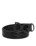 Dolce & Gabbana Black Exotic Leather Metal Logo Buckle Belt - Zeiniez