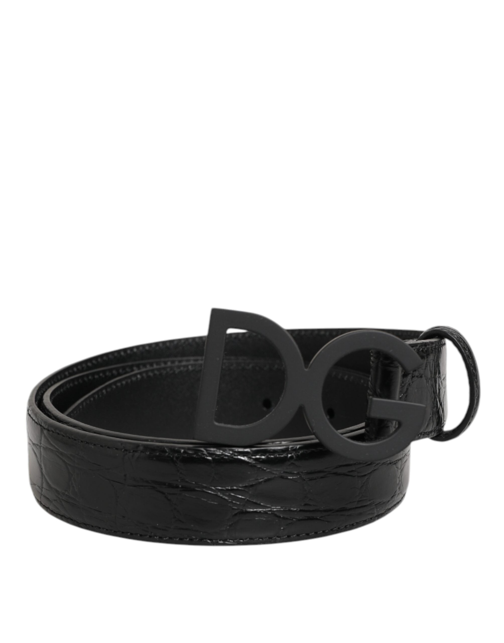 Dolce & Gabbana Black Exotic Leather Metal Logo Buckle Belt - Zeiniez