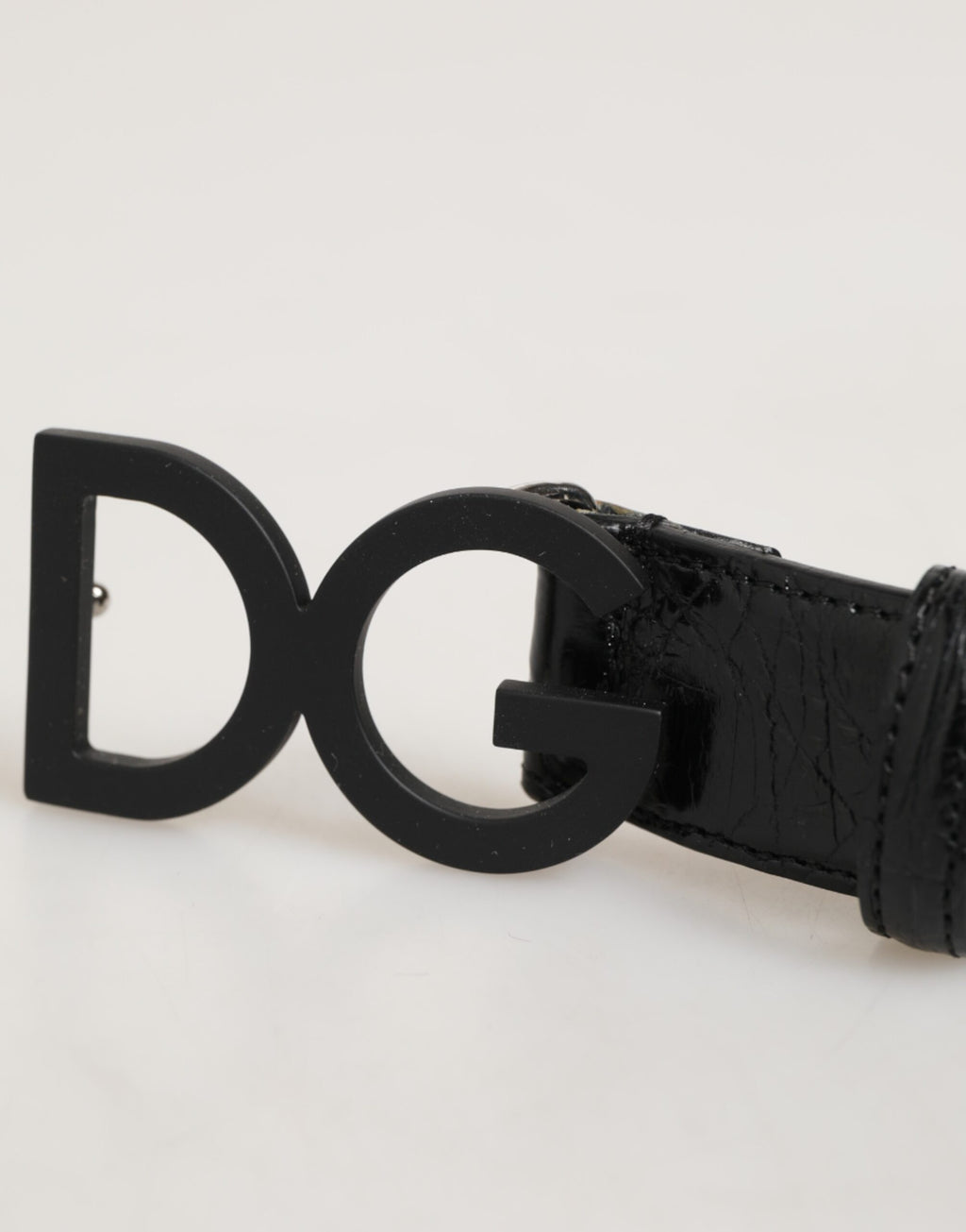 Dolce & Gabbana Black Exotic Leather Metal Logo Buckle Belt - Zeiniez