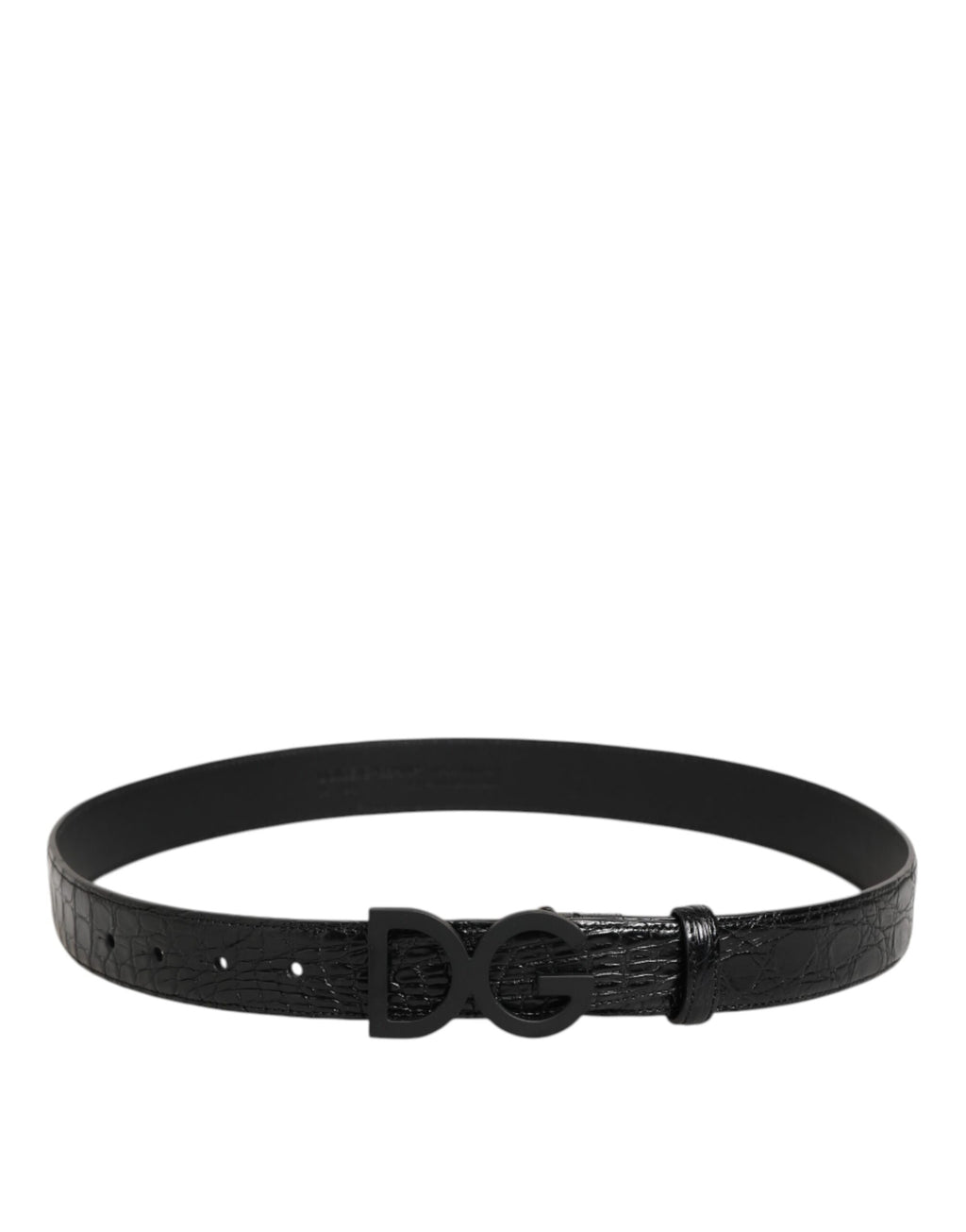 Dolce & Gabbana Black Exotic Leather Metal Logo Buckle Belt - Zeiniez