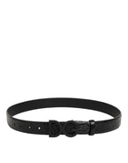 Dolce & Gabbana Black Exotic Leather Metal Logo Buckle Belt - Zeiniez