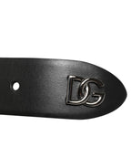 Dolce & Gabbana Black Calf Leather Studded Silver Buckle Belt - Zeiniez
