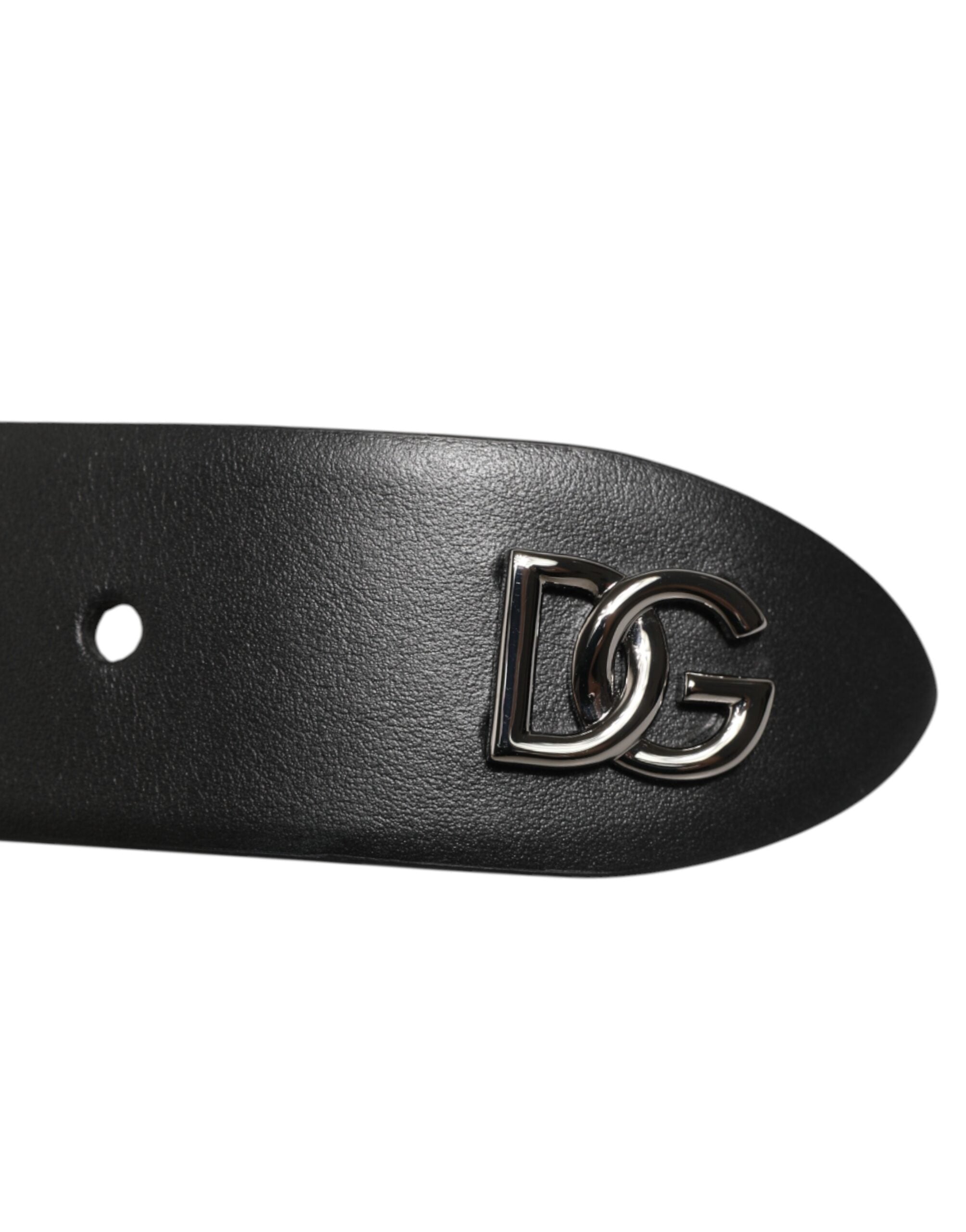 Dolce & Gabbana Black Calf Leather Studded Silver Buckle Belt - Zeiniez