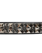 Dolce & Gabbana Black Calf Leather Studded Silver Buckle Belt - Zeiniez