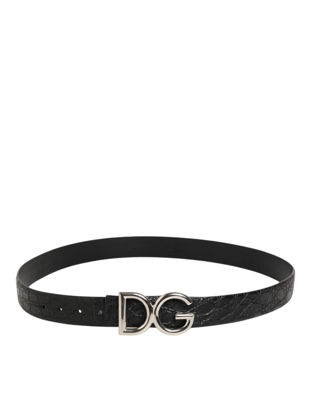 Dolce & Gabbana Black Exotic Leather DG Logo Buckle Belt - Zeiniez