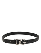 Dolce & Gabbana Black Exotic Leather DG Logo Buckle Belt - Zeiniez