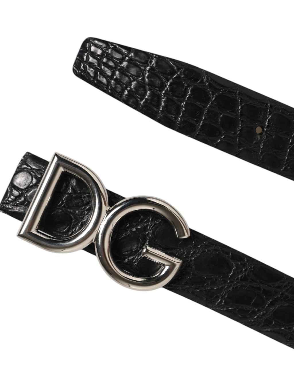 Dolce & Gabbana Black Exotic Leather DG Logo Buckle Belt - Zeiniez