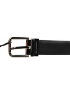 Dolce & Gabbana Black Leather Studded Silver-Tone Buckle Belt - Zeiniez
