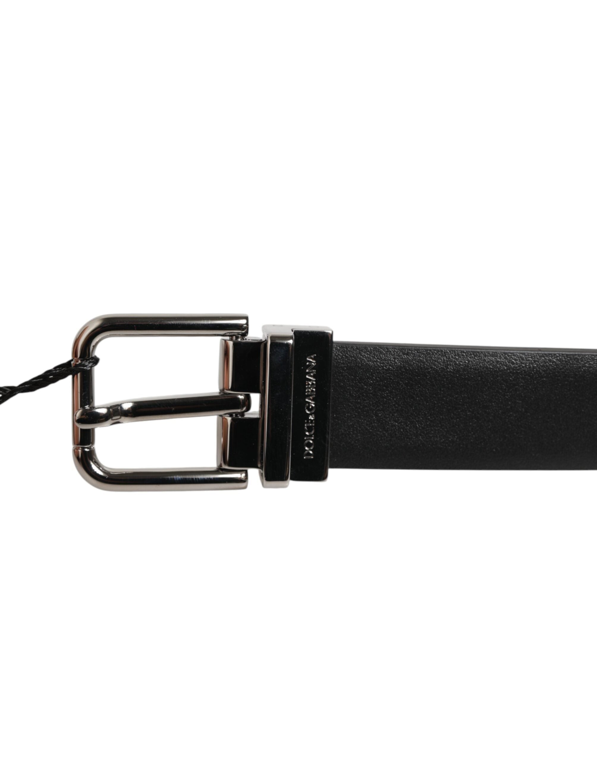 Dolce & Gabbana Black Leather Studded Silver-Tone Buckle Belt - Zeiniez