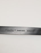 Dolce & Gabbana Black Leather Studded Silver-Tone Buckle Belt - Zeiniez