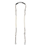 Dolce & Gabbana Black Leather Pearl Chain Bag Accessory Shoulder Strap