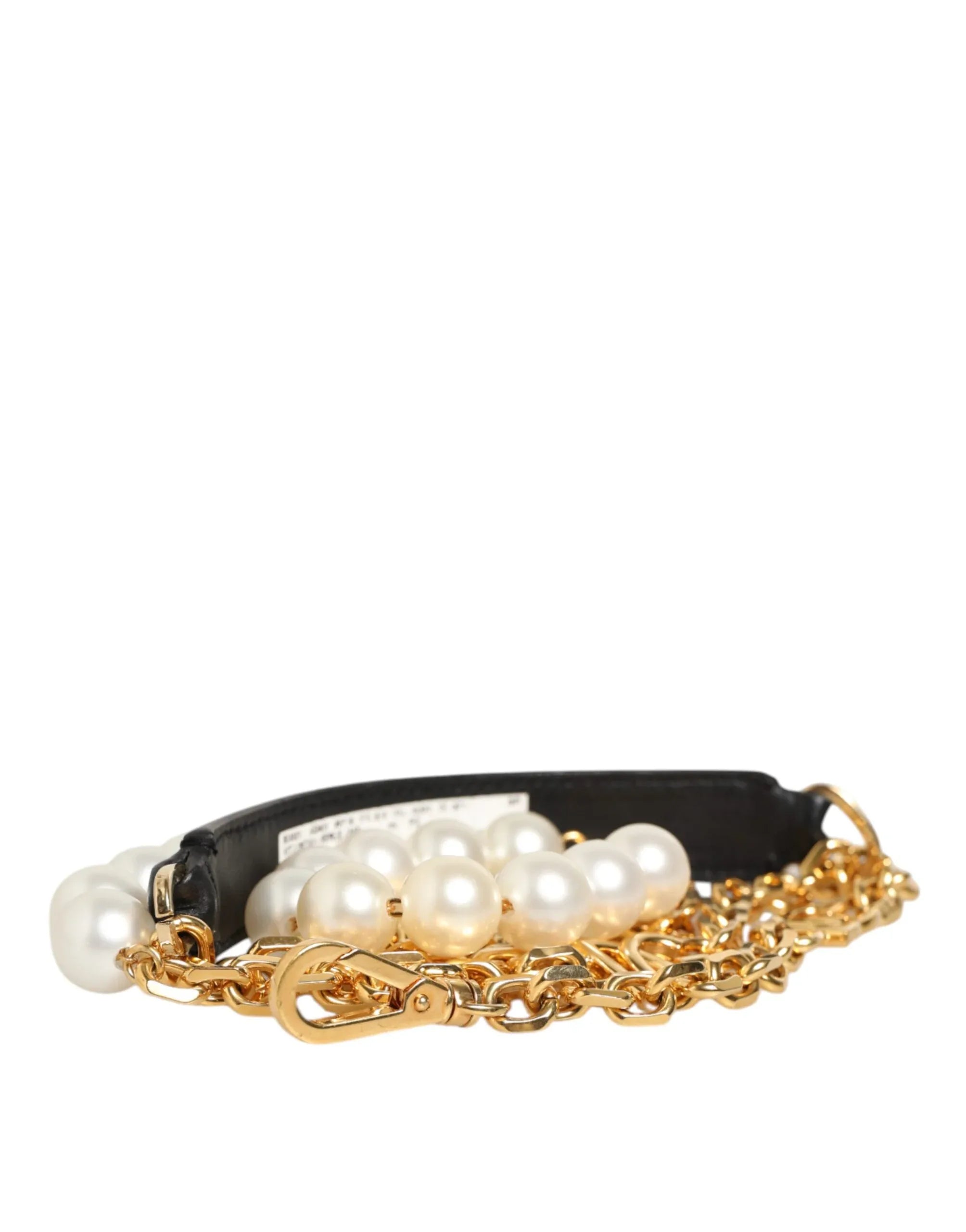 Dolce & Gabbana Black Leather Gold Chain Bag Accessory Shoulder Strap - Zeiniez