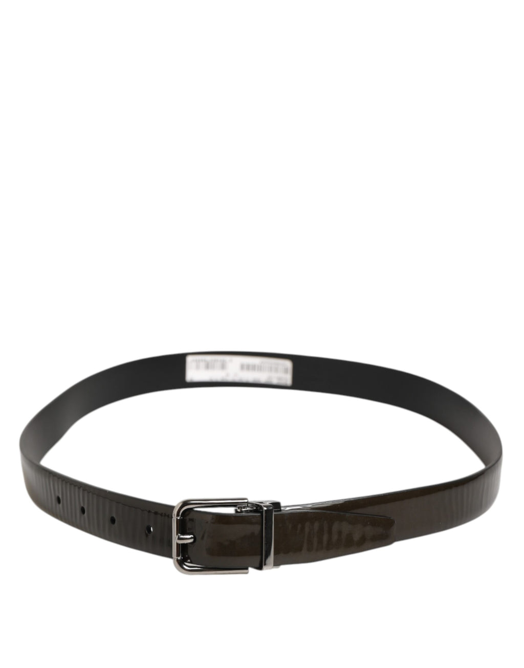 Dolce & Gabbana Brown Glossy Leather Classic Metal Buckle Belt - Zeiniez