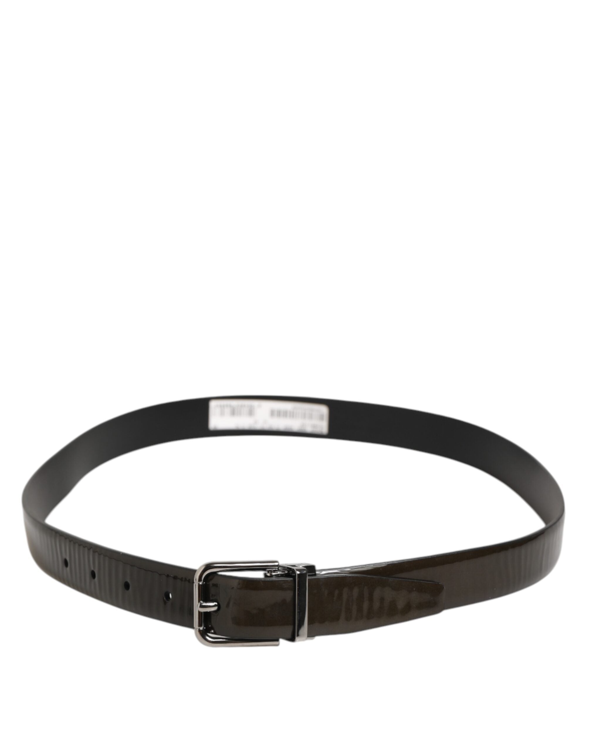 Dolce & Gabbana Brown Glossy Leather Classic Metal Buckle Belt - Zeiniez