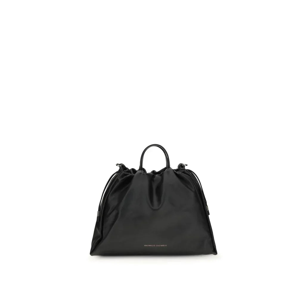 Brunello Cucinelli Black Calf Leather Bos Taurus Shoulder Bag - Zeiniez