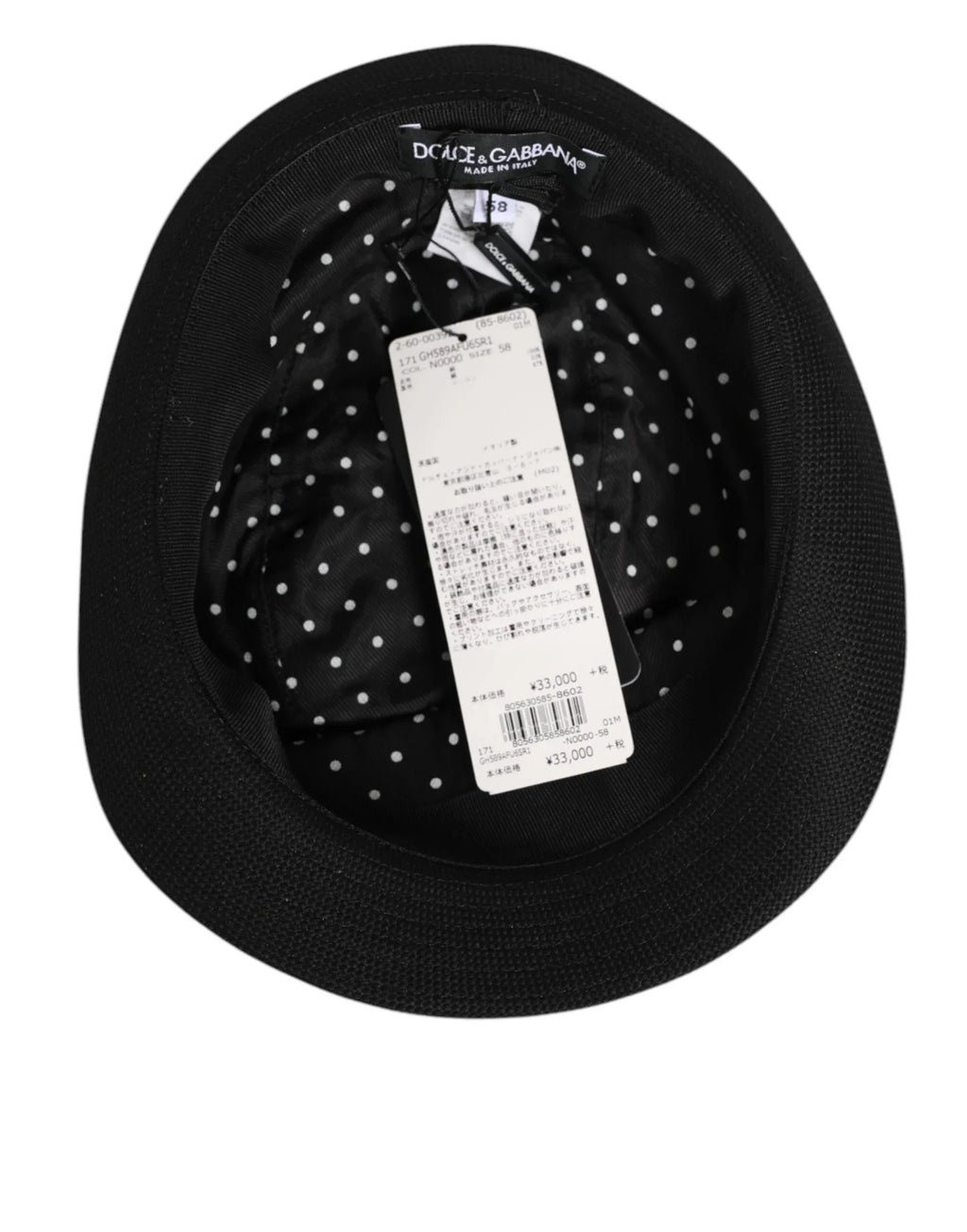 Dolce & Gabbana Black Cotton Polka Dot Lining Fedora Men Hat - Zeiniez