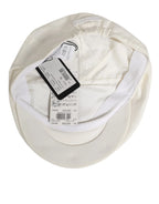 Dolce & Gabbana White Cotton Blend Leather Trim Flat Men Cap Hat - Zeiniez
