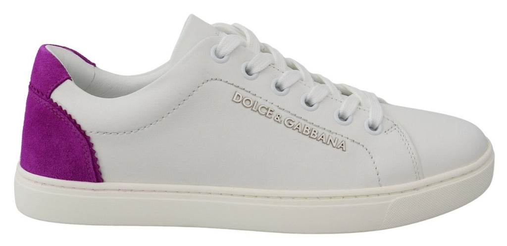 Dolce & Gabbana White Suede Leather Low Top Sneakers Shoes - Zeiniez